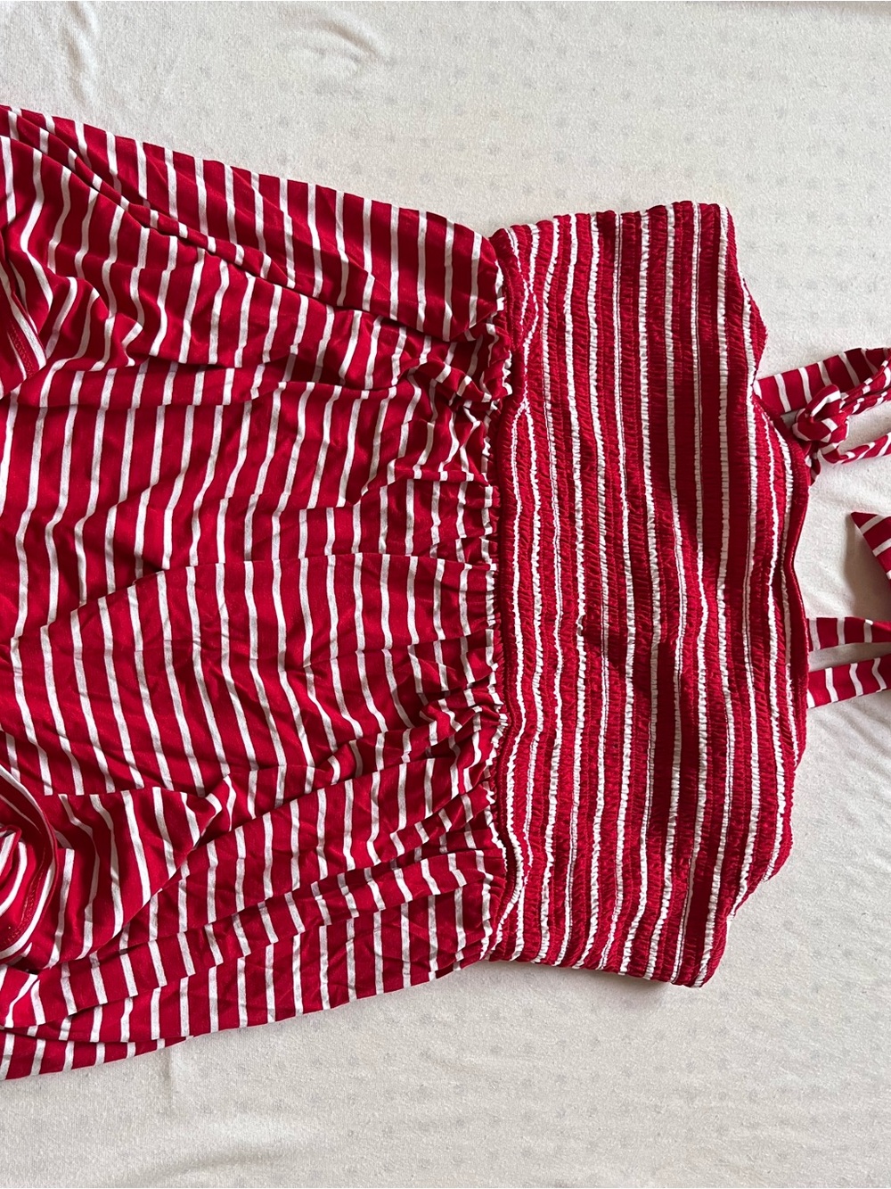 Isabel maternity Red and White Striped Smocked Tube Top - Women's Summer Top
